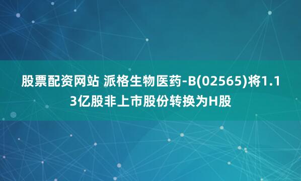 股票配资网站 派格生物医药-B(02565)将1.13亿股非上市股份转换为H股